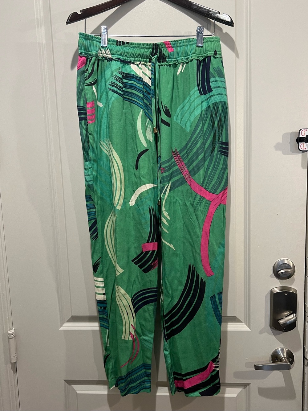 Anthropologie The Odells Green Abstract Print Tencel Pants Size L - Picture 2 of 5
